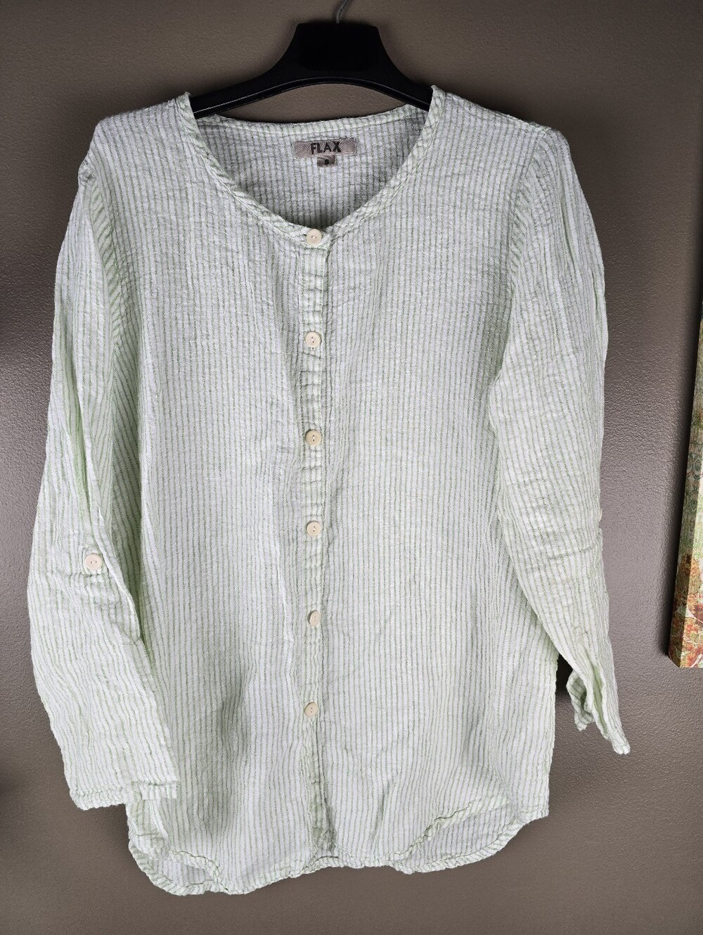 Flax Linen Button down Tunic Top Small - Picture 7 of 12